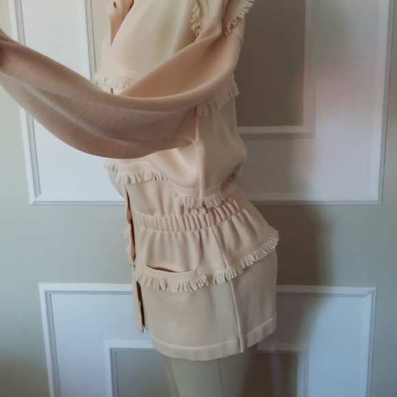Escada nude wool fringe long sweater with waist - Picture 4 of 7